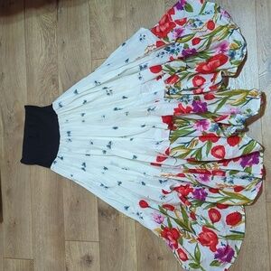 Jopou Romantic Victorian Ruching Floral Maxi Skirt Voile High Waist S NWT